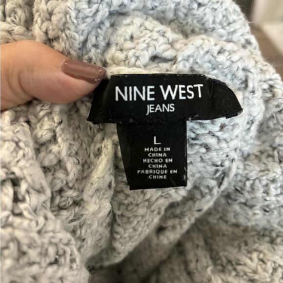 Nine West Light Gray Chunky Knit Cowl Neck Pullover Sweater Size Large - Picture 6 of 6